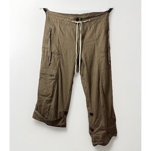 VTG Cargo Cropped Pants Womens Sz 9 Brown Striped Gorpcore Indie Grunge